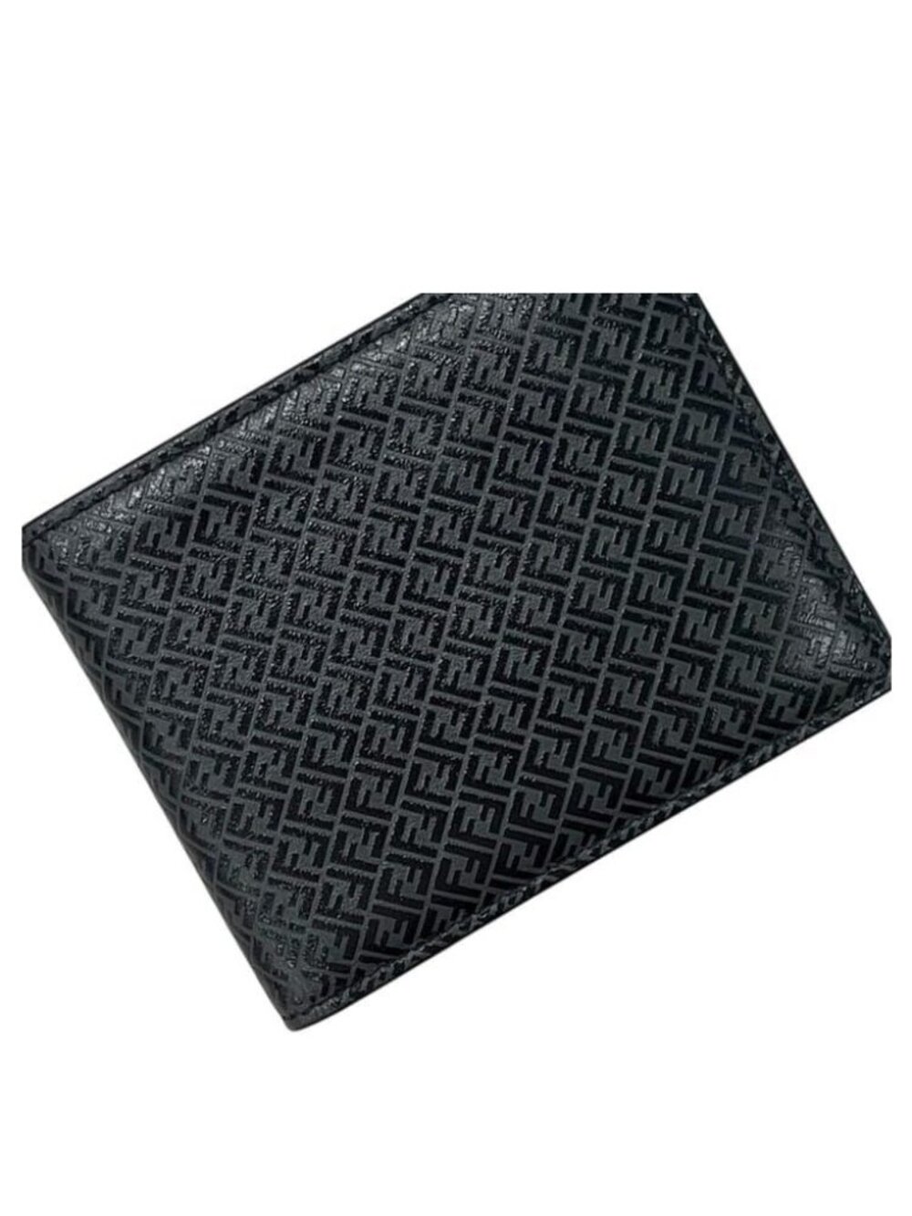 Fendi Bifold Wallet Micro FF Aglp 219 Leather Asphalt Nero Palladio Black